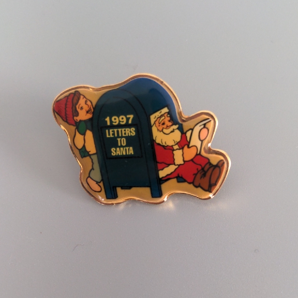 Vintage Hallmark Letters To Santa Pin Brooch 1997 Christmas Nostalgia
